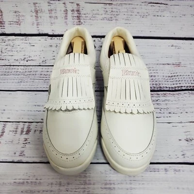 Etonic Spikeless Golf Shoes 8M Mens White Leather Adjustable Straps Model 8806 - Image 1 of 4
