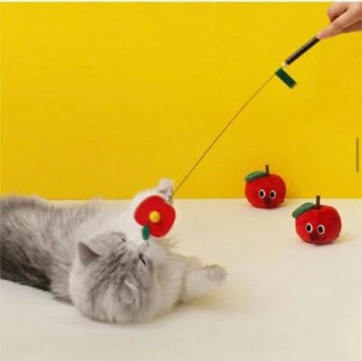 Pet Cat Handmade Apple Cat Wand Interactive Toy with Bell Red - Image 1 of 3