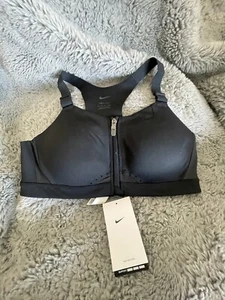 NEW Nike Alpha Women's High-Support Padded Zip Racerback Black Sports Bra S C-E - Picture 1 of 2