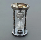 Nautical Antique Brass Sand Timer With Compass Maritime Hourglass Both End Decor
