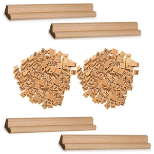 Azulejos de madera individuales alfabetos con estante de madera cuestionario juego de palabras letras negras - Imagen 1 de 12
