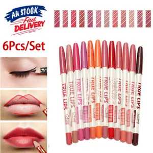 6PCS Waterproof Lipstick Lip Liner Long-Lasting Matte Lipliner Pencil Makeup Set - Picture 1 of 14