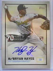Ke'BRYAN HAYES - 2021 Topps Series 1 70 Years Rookie RC Auto Pirates (i50) - Picture 1 of 6