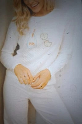 Conjunto de pijama gatito galletas y leche ropa de dormir para mujer color crema L nuevo con etiquetas  Foto 1 de 4