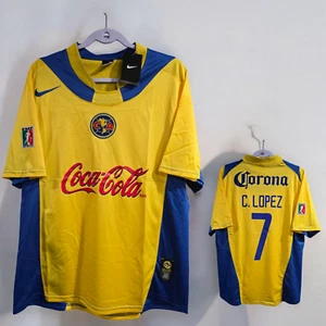 Aguilar del America Home 04/05 - Retro - Yellow - C. LOPEZ # 7 - XL (USA-LARGE) - Picture 1 of 16
