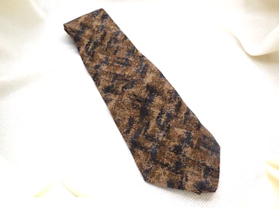 Vintage J .Ferrar Neck Tie 100% Silk Made in Italy Brown Blue Tan Black Gold - Image 1 of 4