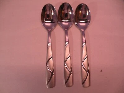 Set of 3 Cambridge Stainless Steel Flatware Teaspoons Kara Sand Pattern 7" GA4 - Image 1 of 4