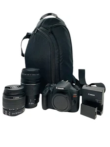 Canon EOS Rebel T7 DSLR mit 18-55mm Objektiv + 75-300mm Objektiv + Zubehörtasche - Batt - Bild 1 von 7