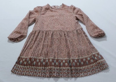 Mayoral Girls Long Sleeve Pleated Floral Back Neck Button Dress AC2 Pink Size 7  - Image 1 of 3