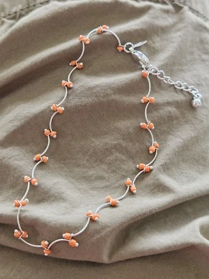 Tobillera Avon SP Naranja Cuentas Plateada Estilo Boho Playa Verano Moda Foto 1 de 3