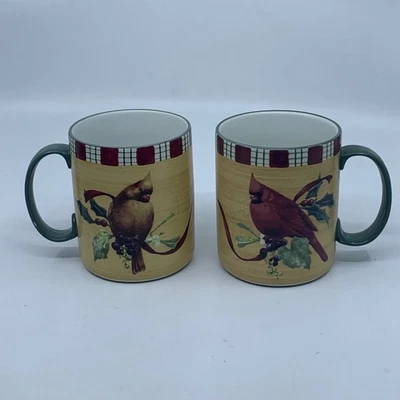 Juego de 2 tazas de café Lenox Winter Greetings Cardinal Catherine McClung LEER Foto 1 de 4