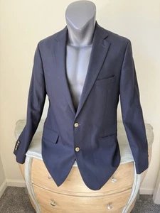 Stafford 44L Navy Blue Hopsack Gold Button Blazer Suit Jacket Sport Coat - Picture 1 of 8
