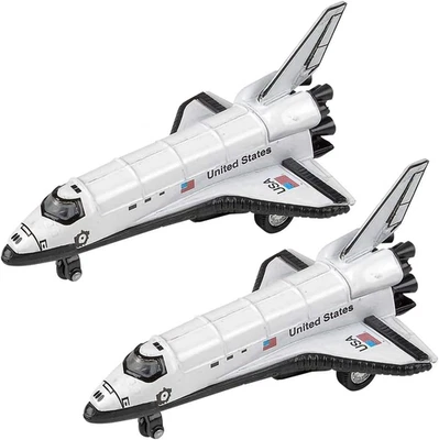 Diecast Space Shuttle with Pullback Mechanism, Set of 2, 5 Inches NASA Toys for  - Image 1 of 4