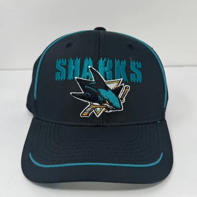 Adidas San Jose Sharks Negro Azul Sombrero Ajustable Para Hombres NHL Hockey Papá Gorra - NUEVO Foto 1 de 4
