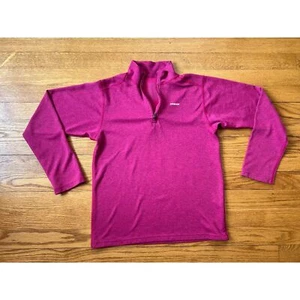 Patagonia Youth Girls 12 Large 1/4 Zip Long Sleeve Dk Pink Shirt Sweatshirt - Picture 1 of 4