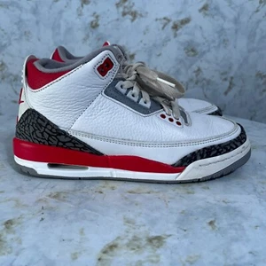 Jordan 3 Retro Fire Red Youth Kids Sz 5Y Shoes White Athletic Sneaker (Mismatch) - Picture 1 of 17