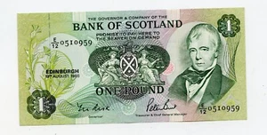 BANK OF SCOTLAND SCOTTISH £1 BANKNOTE DATED 19TH AUGUST 1988 PREFIX E12 - Picture 1 of 2