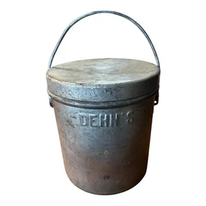 Vintage Dehn’s Advertising Ice Cream Pail Galvanized Metal Bucket Green Bay WI - Picture 1 of 16
