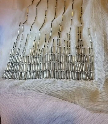 Ann Taylor Womens Beaded Shawl Ivory Tulle Formal Attire Evening Wear Scarf Gift - Image 1 of 4