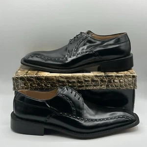 NUEVO Zapatos de Vestir David Eden Para Hombres Cuero Genuino Negro Derby Talla 10 - Imagen 1 de 11