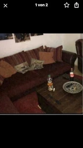 Couch Colonialstil Kolonialstil Mit Hocker bigsofa Rot Braun - Bild 1 von 2