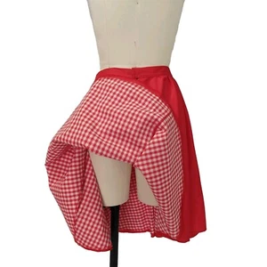 Vintage 60's Red Circle Skirt Size S M Cotton Poplin Gingham Rockabilly - Picture 1 of 10