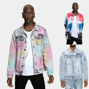 Victorious Men's Casual Faded and Multi Color Denim Jacket DK226 DK239 DK2335 - Picture 1 of 18