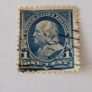 BENJAMIN FRANKLIN  BLUE 1 cent stamp rare 1800s. Very Good Condition - Picture 1 of 2