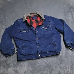 Chaqueta de mezclilla de colección Cooper Sportswear Buffalo a cuadros grande forrada de franela hecha en EE. UU. - Imagen 1 de 8