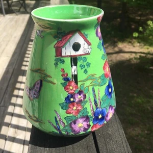 Maling Newcastle-On-Tyne Gilded Dovecote Vase Butterflies Flowers Birdhouse 30's - Picture 1 of 14