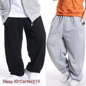 Men Loose Fit Sweatpants Hip Hop Dance Pants Sports Jogger Baggy Trousers Casual - Picture 1 of 29