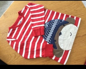 NEXT boys long sleeve crew neck top 5-6yBear in bobble hat designUsed - Picture 1 of 1