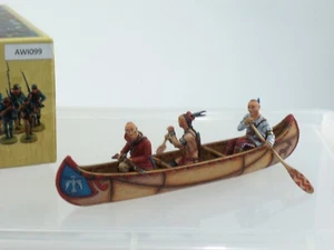 FIRST LEGION AWI099 AMERICAN WOODLAND INDIAN WARRIOR FIGURES IN CANOE SET - Picture 1 of 3