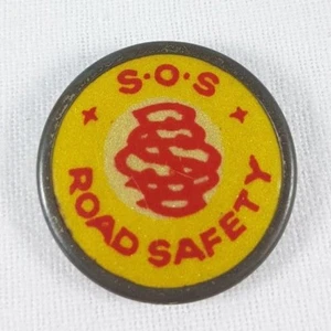 Vintage SOS Verkehrssicherheitsnadel Anstecker - Bild 1 von 3