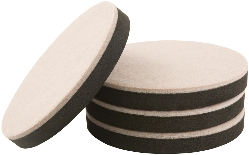 Waxman 5 Inch Round Reusable Heavy Duty Felt Super Sliders 4 Pieces. Oatmea