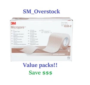 3M Micropore TAN Paper Medical Tape 2" x 10yds 1, 2, 4 or 6 rolls 1533-2 - Picture 1 of 2