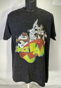 Space Jam Gray T Shirt bugs bunny Distress Vintage Look Size Large  - Picture 1 of 7