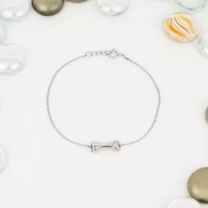 Silver Dog Bone Bracelet, 925 Sterling Silver, Dainty Bracelet for Dog Owners - Picture 1 of 5