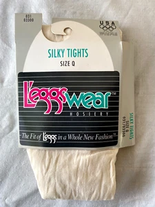 VTG 90s..LEGGS..SILKY..TIGHTS SPANDEX..NEW..USA..IVORY..NEW..sz Q - Picture 1 of 4