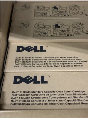 Lote de 5 nuevos tóner cian originales Dell 5130CDN X942N Foto 1 de 2