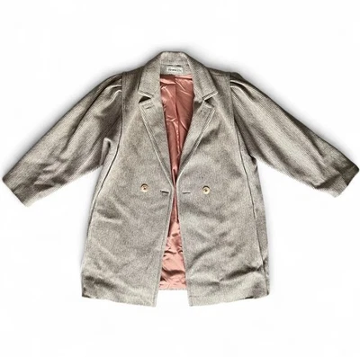 Abrigo largo de lana vintage años 80 Herman Kay a rayas talla grande Foto 1 de 4