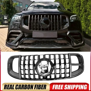 Parachoques delantero de carbono real para Mercedes Benz X167 GLS63 20+ rejilla moldura de malla - Imagen 1 de 13