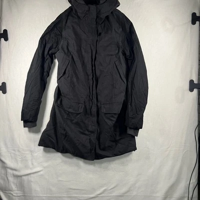 Chaqueta con Capucha Negra Lululemon Para Mujer Acolchada Forrada Bolsillos con Cremallera Completa Foto 1 de 4