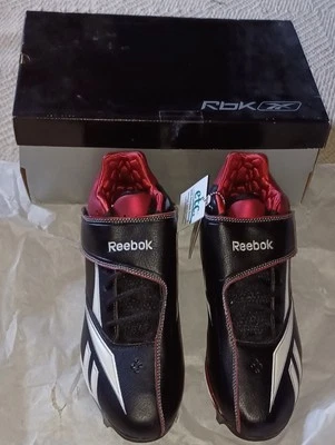 СОВЕРШЕННО НОВЫЙ В КОРОБКЕ С ЯРЛЫКАМИ REEBOK БЕЙСБОЛ МЕТАЛЛИЧЕСКИЕ БУТСЫ 12 ЧЕРНЫЙ КРАСНЫЙ ЛУЧШИЙ - Изображение 1 из 4