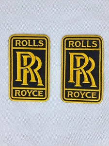 2 PCS Vintage Rolls Royce Gold Car Logo Patch Iron On Patch Badge Embroidered - Picture 1 of 6