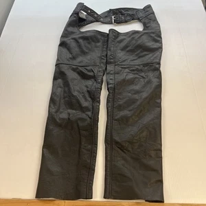 Unik Premium Vintage 80s Genuine Black Leather Chaps Riding Pants Mens Size XXL - Picture 1 of 19