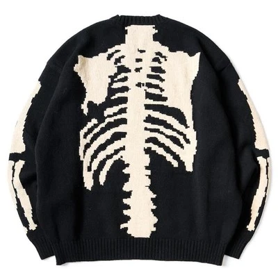 KAPITAL 5G wool bone crew sweater Skeleton black new - Image 1 of 4