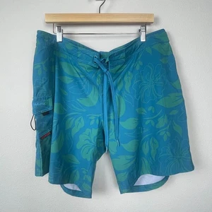 Maui Rippers women's sz. 14 Teal floral board shorts Hawaiian surf swim - Picture 1 of 8
