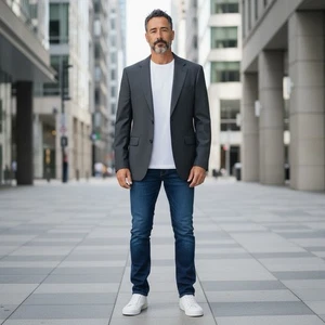 vintage 90’ burberry jacket blazer men 38r dark gray wool 2 button single vent - Picture 1 of 10