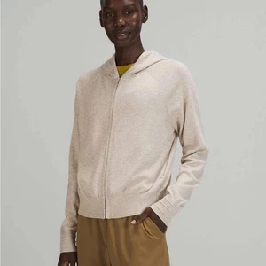 Lululemon Cotton-Cashmere Knit Full Zip Heathered Raw Linen Sweatshirt Size 8 - Picture 1 of 10